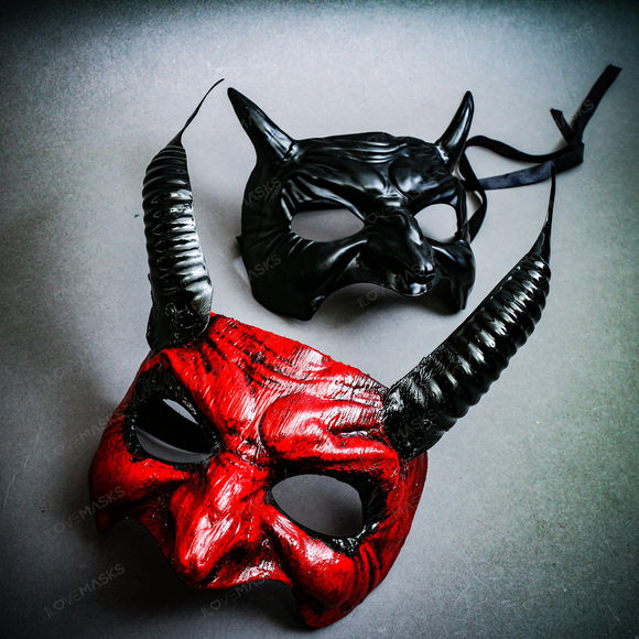 Halloween RED Masquerade Demon Devil Halloween Cosplay Costume Party Masks - Picture 5 of 5